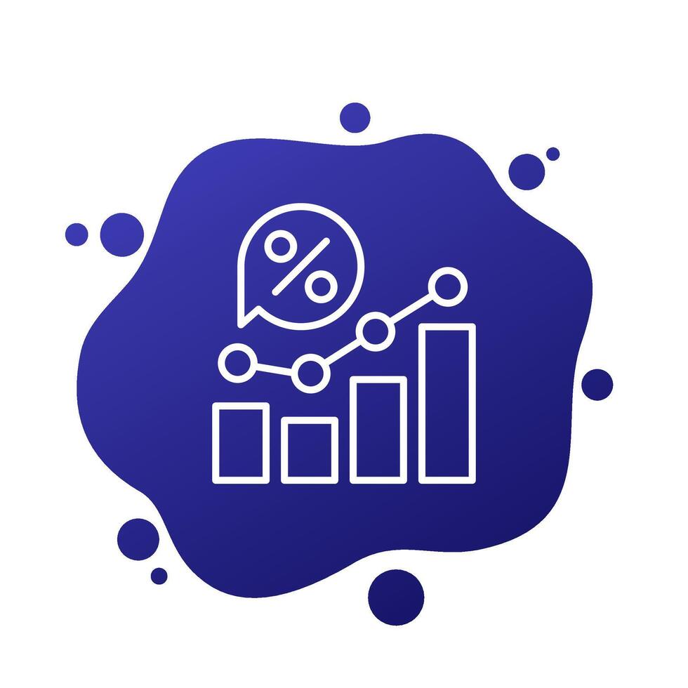 high interest rate line icon with a graph, vector
