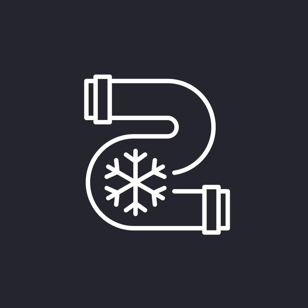 frozen water pipe line icon, vector