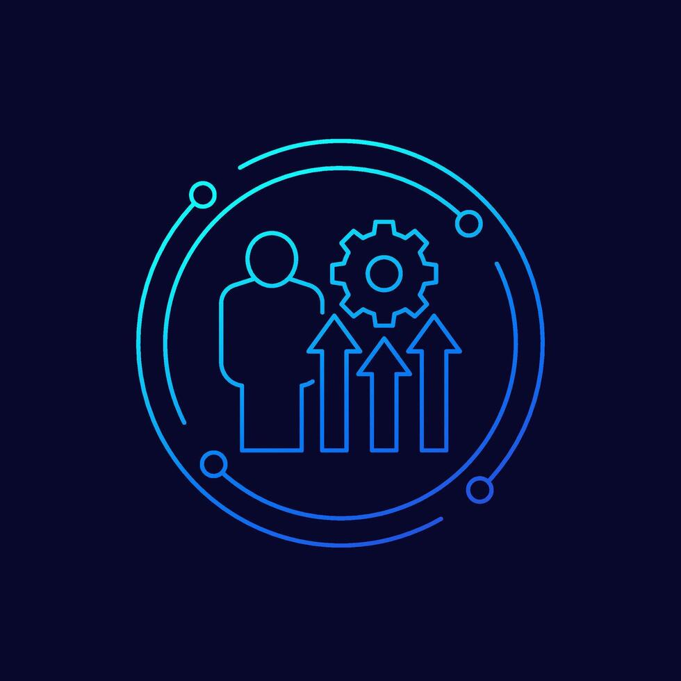 labor efficiency icon, linear design vector
