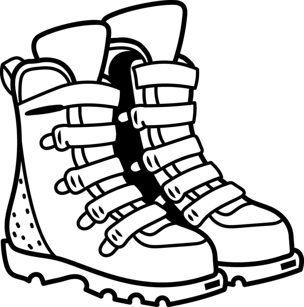 Ski shoes icon in doodle style vector
