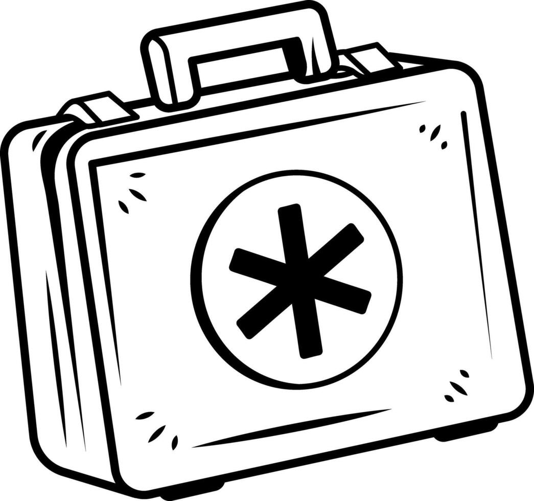 First aid kit icon in doodle style vector