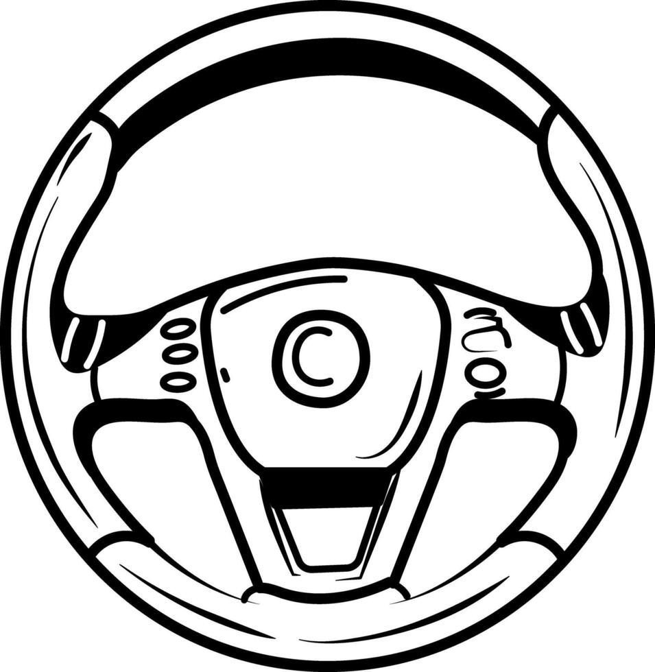 Steering wheel icon in hand drawn style vector