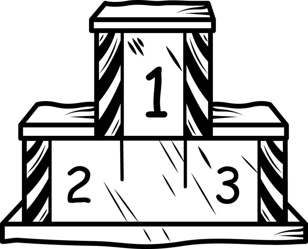 Winner podium icon in doodle style vector