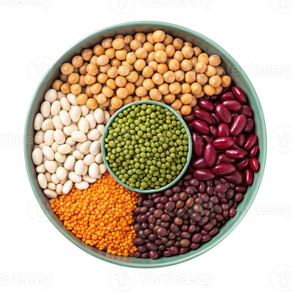 A bowl of mix pulses, transparent background png