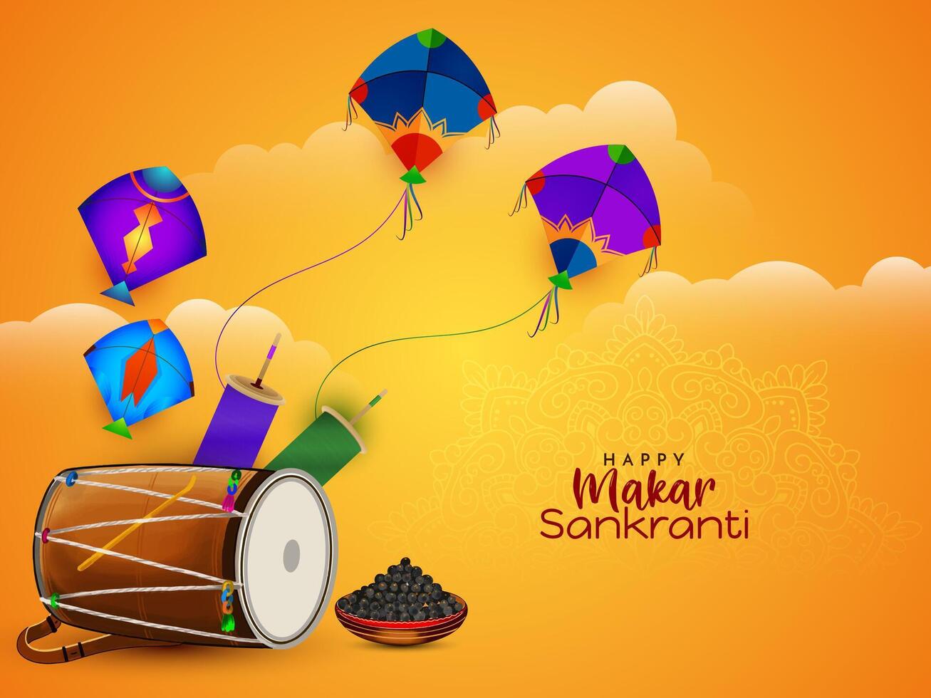 Happy Makar Sankranti Indian festival modern greeting background vector