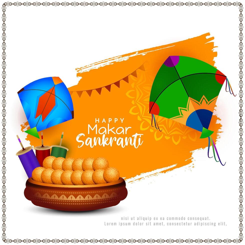 Elegant Happy Makar Sankranti Indian festival greeting background vector
