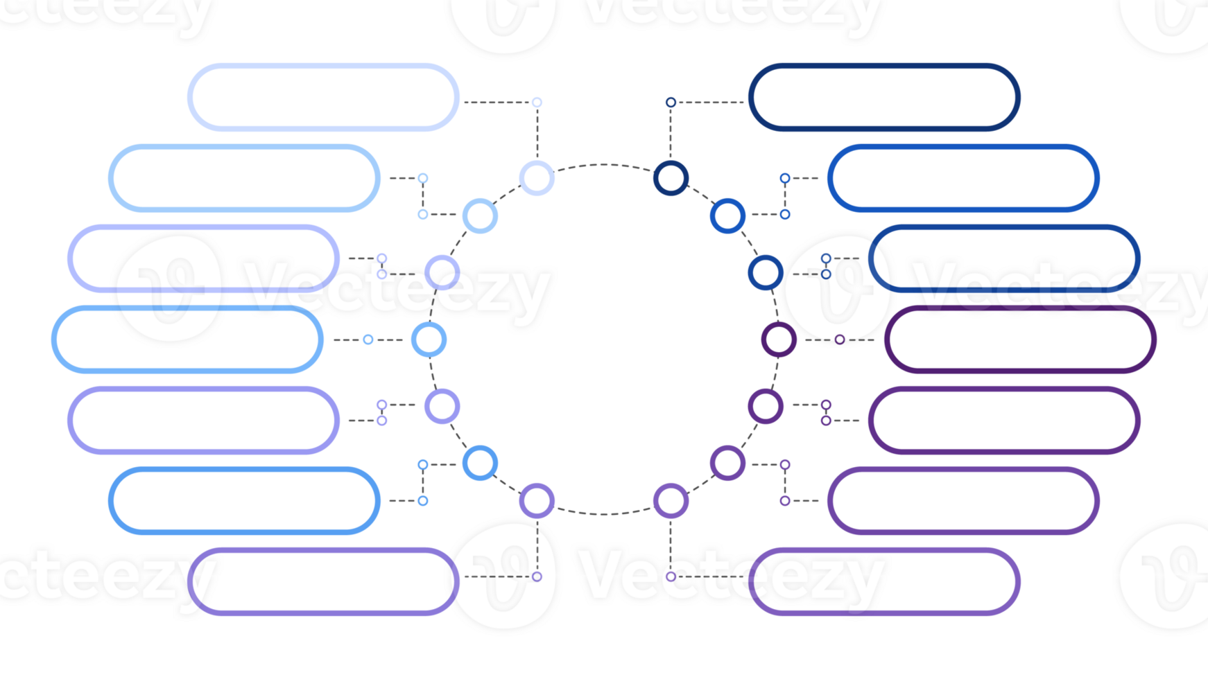 Blue tone circle infographic with 14 steps, process or options. Presentation slide template. png