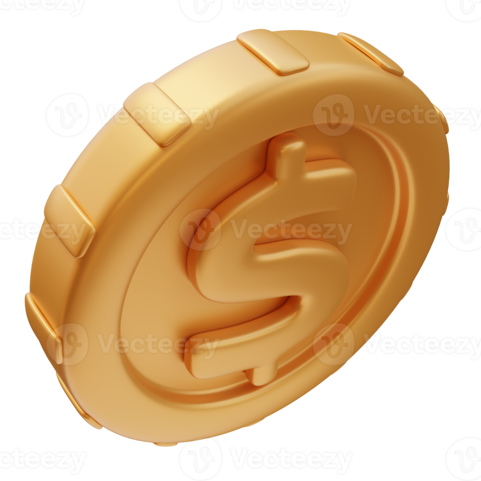 3D Rendering Golden Coin with Dollar Sign png
