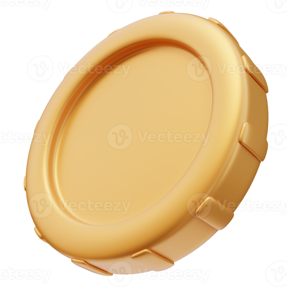 3D Rendering Golden Coin Glossy png