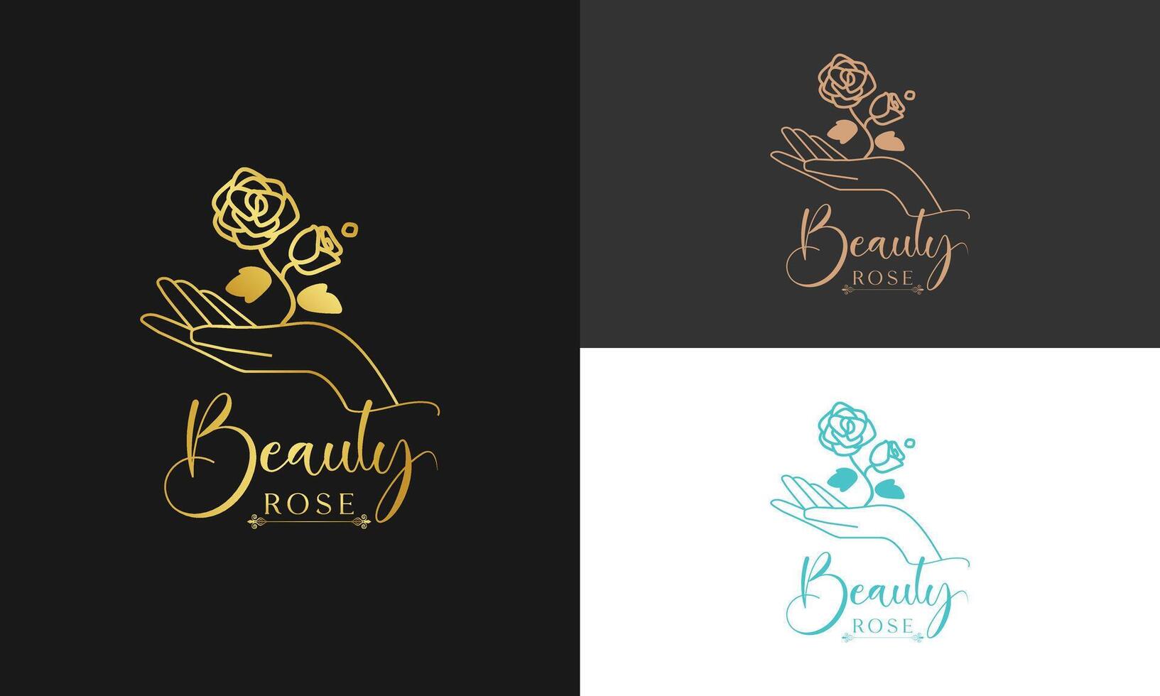 Botanical floral and hand made unique element Logo with flower vector