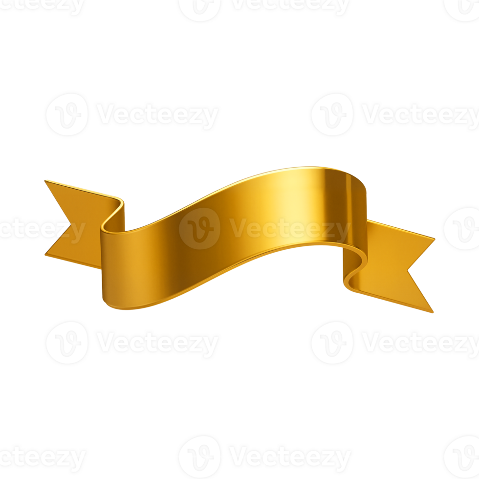 3d Golden ribbon isolated background png