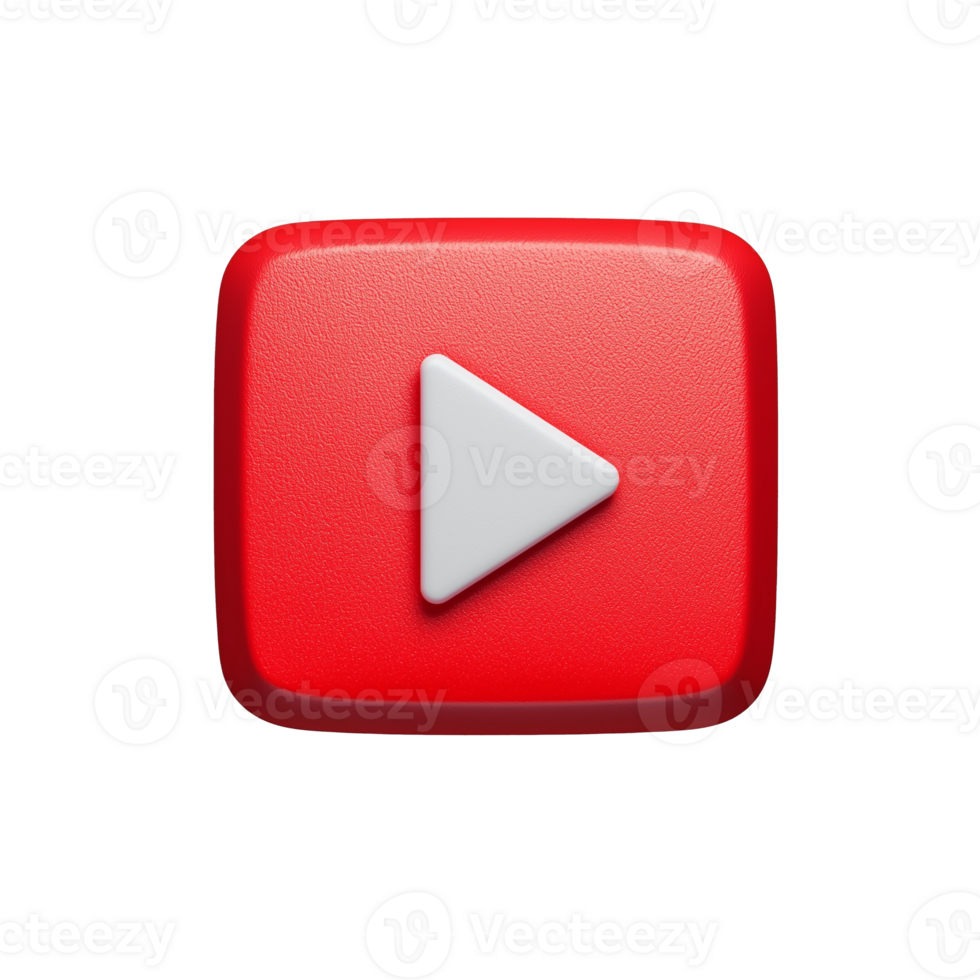 Red Play Button on Transparent Background png
