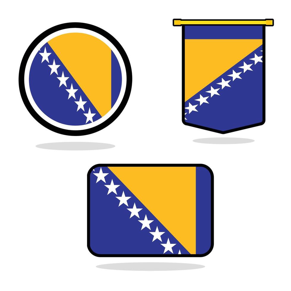 Bosnia and herzegovina set of flag banner Bosnia and herzegovina flag with white background illustration design Bosnia and herzegovina independence day banner design vector