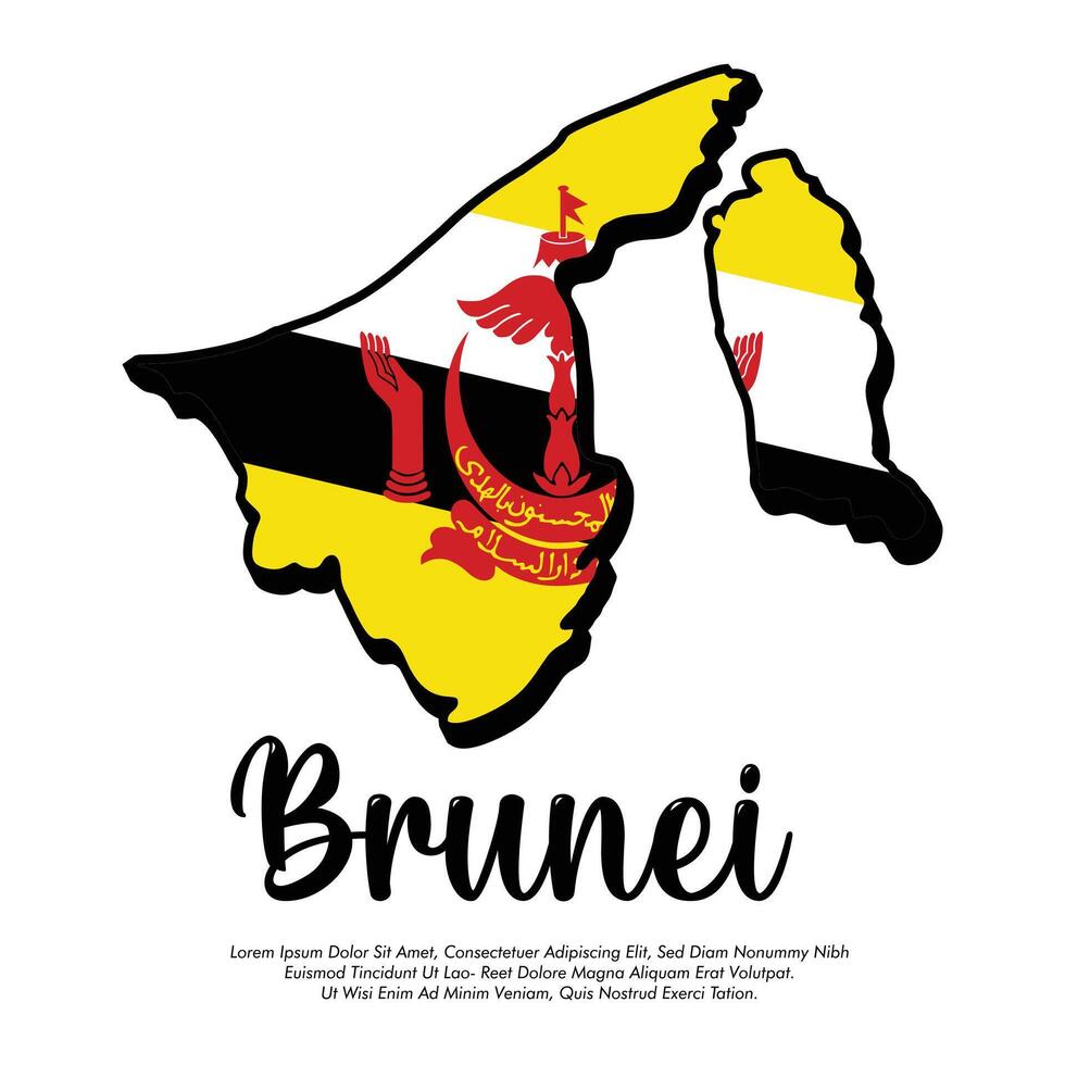 Brunei flag or map banner Brunei flag with white background illustration design Brunei independence day banner design vector