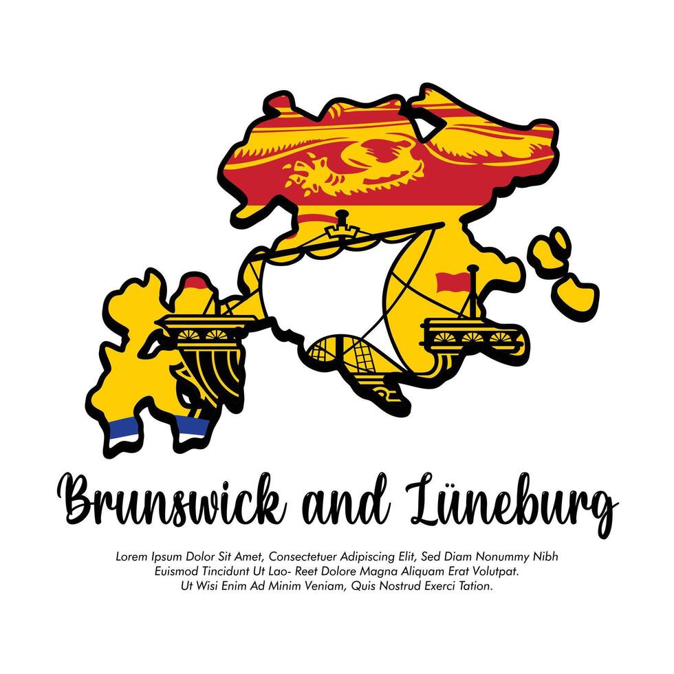 Brunswick and Luneburg flag or map banner Brunswick and Luneburg flag with white background illustration design Brunswick and Luneburg independence day banner design vector