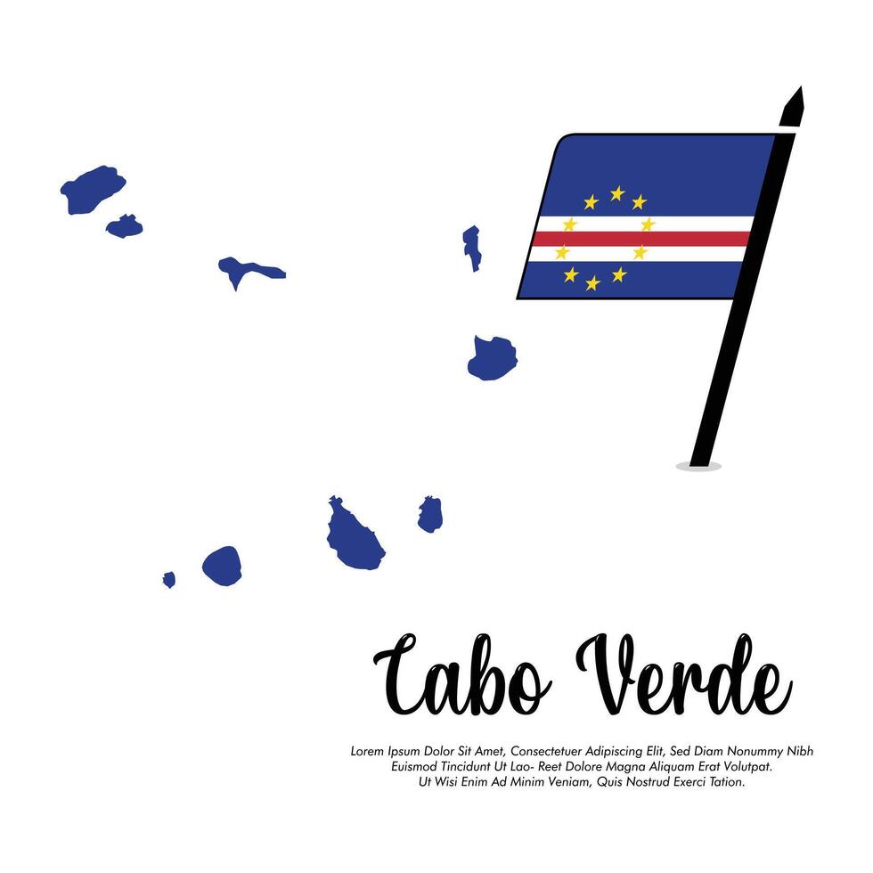 Cabo flag with map banner Cabo flag illustration design or Cabo independence day banner design vector