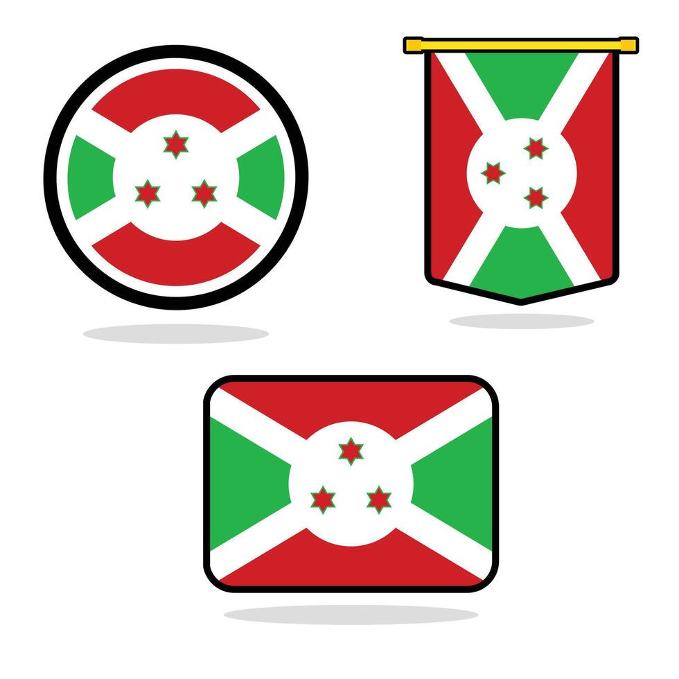 Burundi set of flag banner Burundi flag with white background illustration design Burundi independence day banner design vector