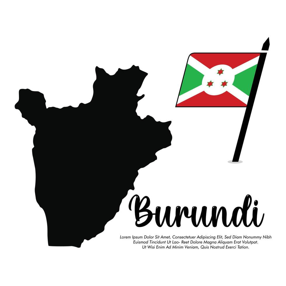 Burundi flag with map banner Burundi flag illustration design or Burundi independence day banner design vector