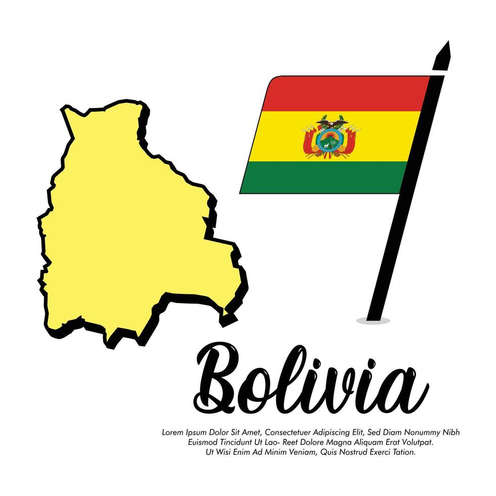Bolivia flag or map banner Bolivia flag with white background illustration design Bolivia independence day banner vector