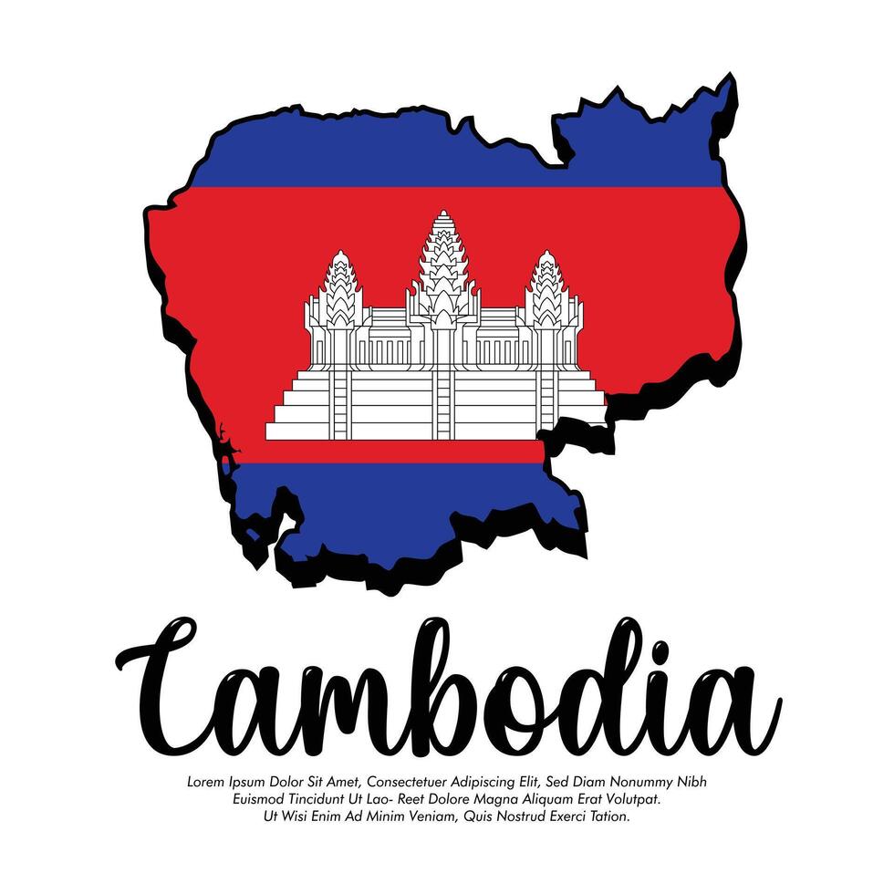 Cambodia flag or map banner Cambodia flag with white background illustration design Cambodia independence day banner design vector