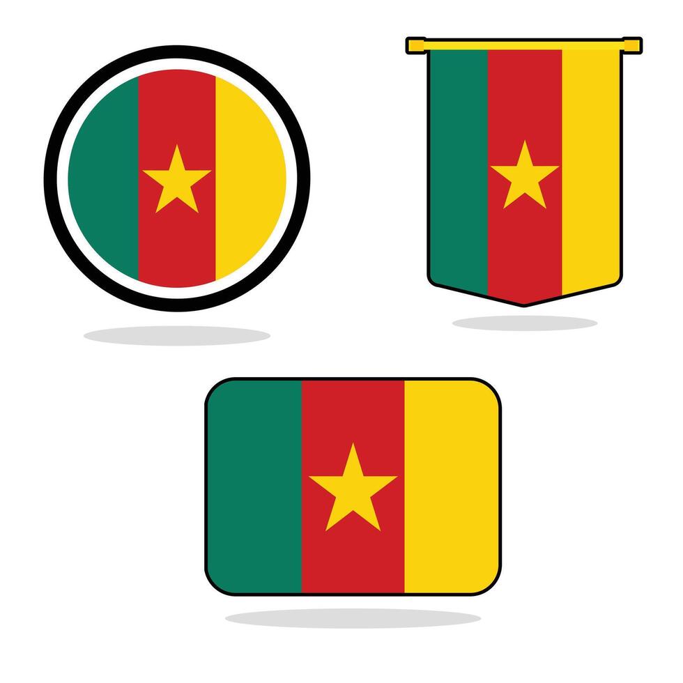 Cameroon set of flag banner Cameroon flag with white background illustration design Cameroon independence day banner design vector