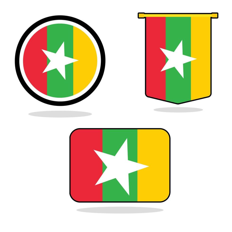 Burma set of flag banner Burma flag with white background illustration design Burma independence day banner design vector