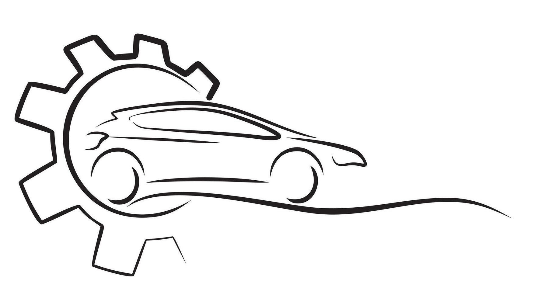 A logo of sports car with gear. vector