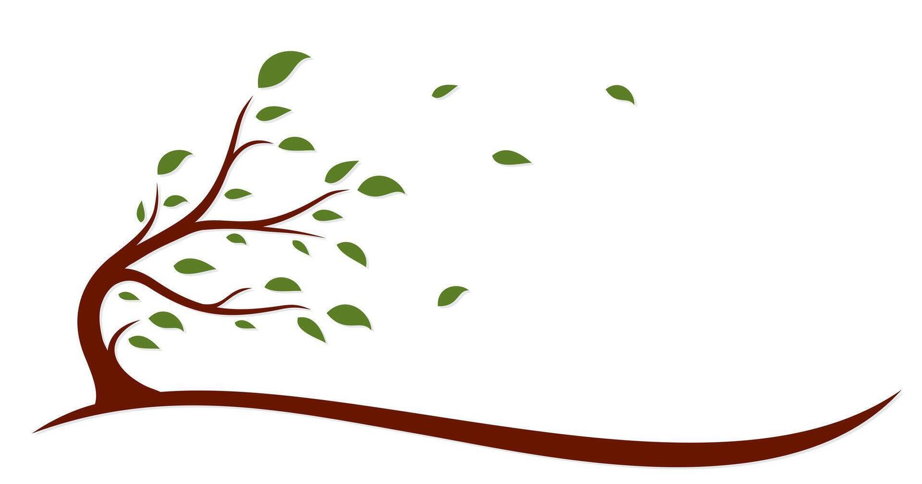 Symbol of the tree with wind. vector