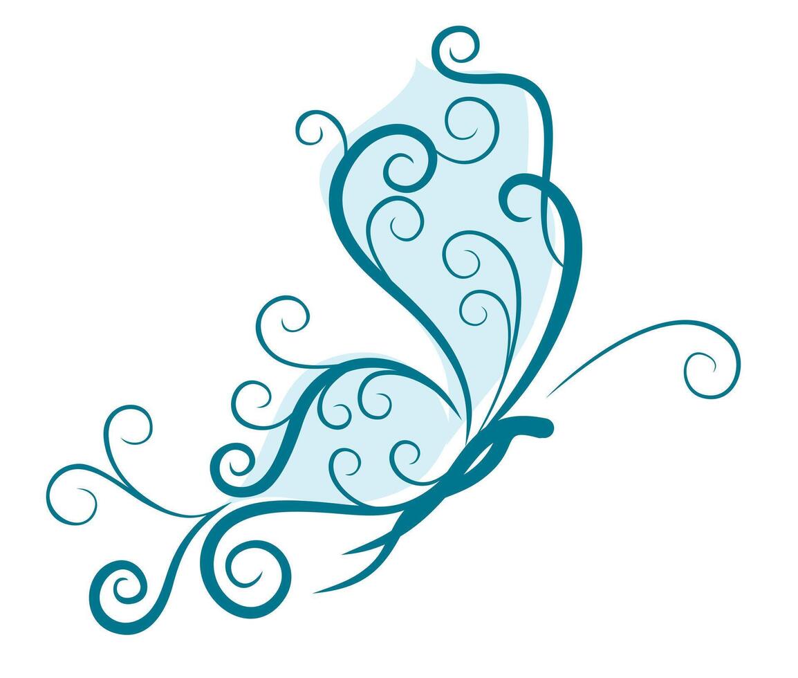 The symbol of stylized blue butterfly. vector