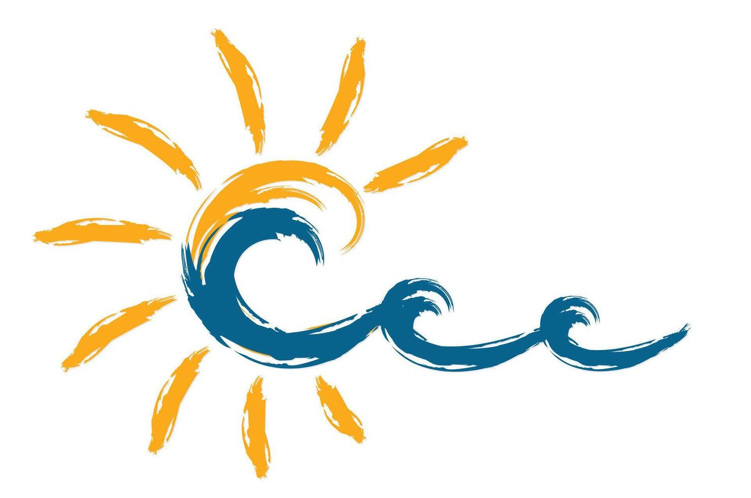 The symbol of dawn sun in the sea. vector
