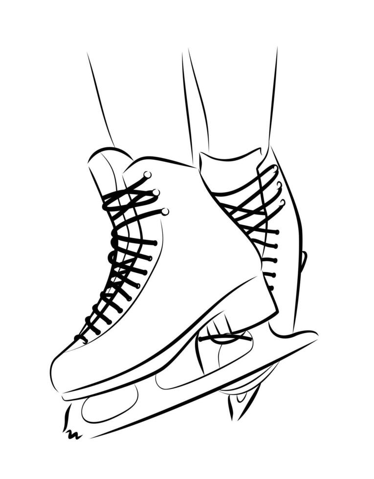 Sketch of the sports figured skates. vector