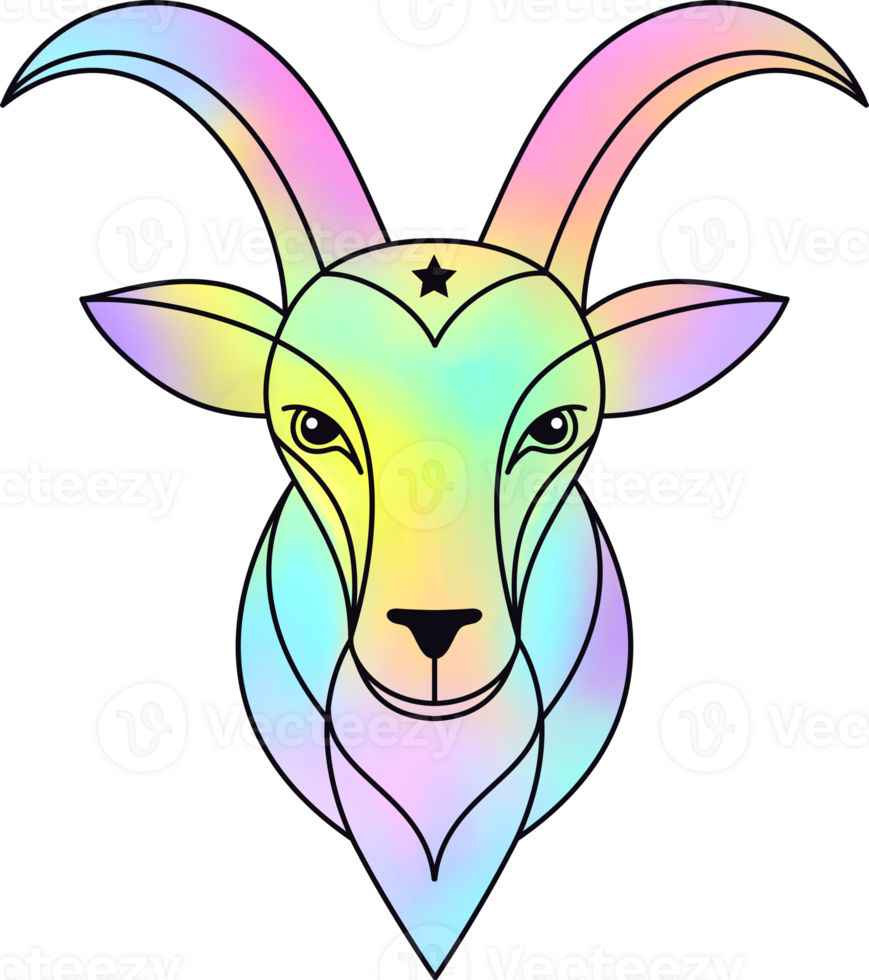Capricorn zodiac sign with digital watercolor effect. png