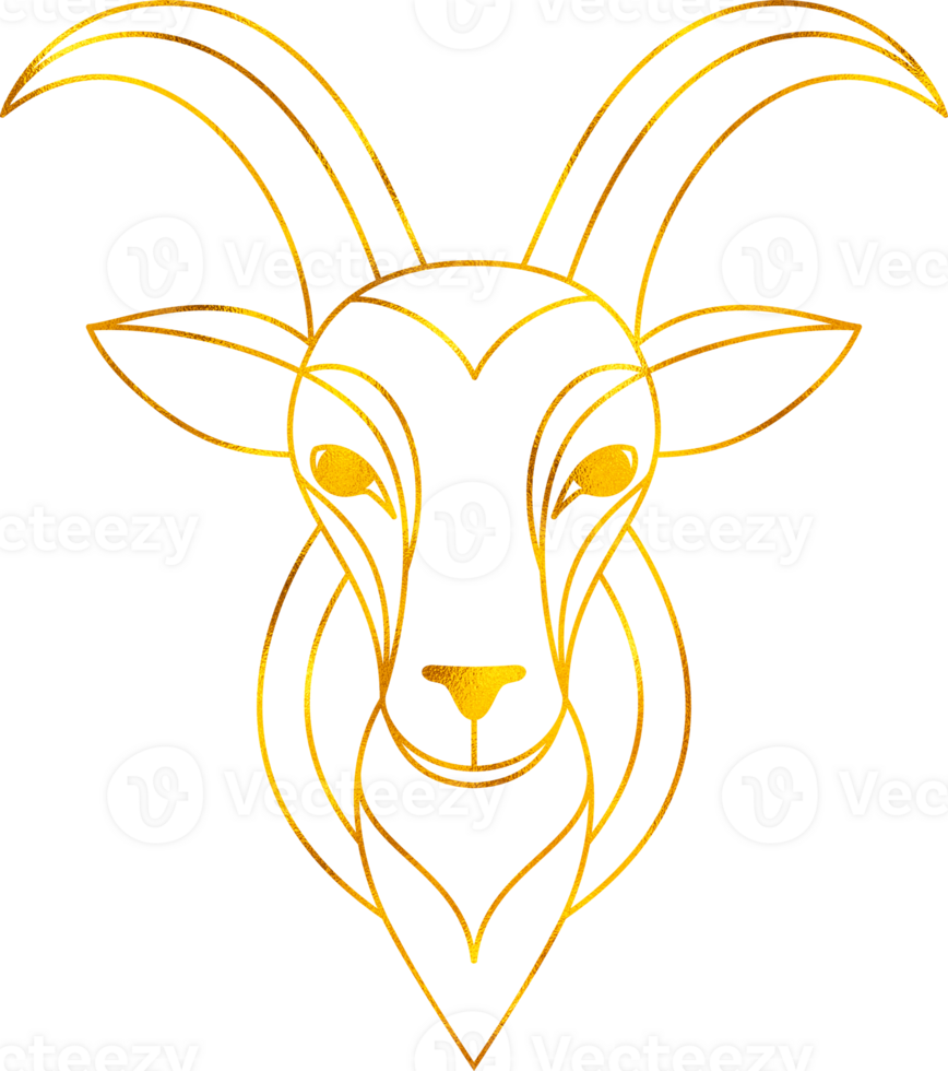 Capricorn zodiac sign with golden foil effect. png