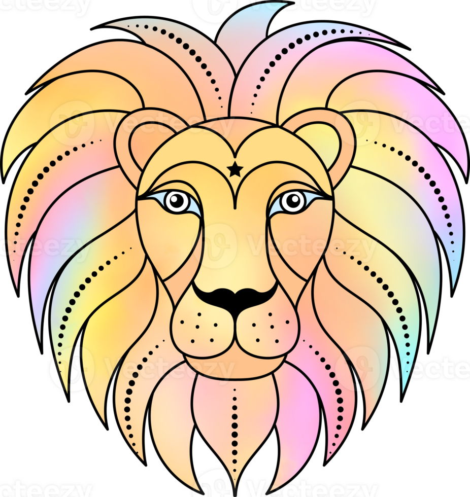 Leo zodiac sign with digital watercolor effect. png