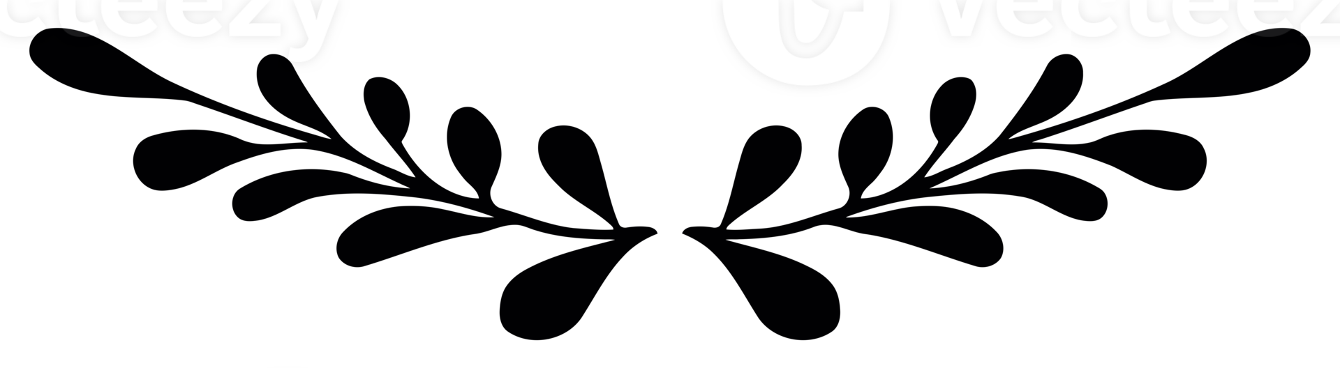 Isolated ornamental divider, black calligraphic soft shape, elegant vintage floral swirl. png