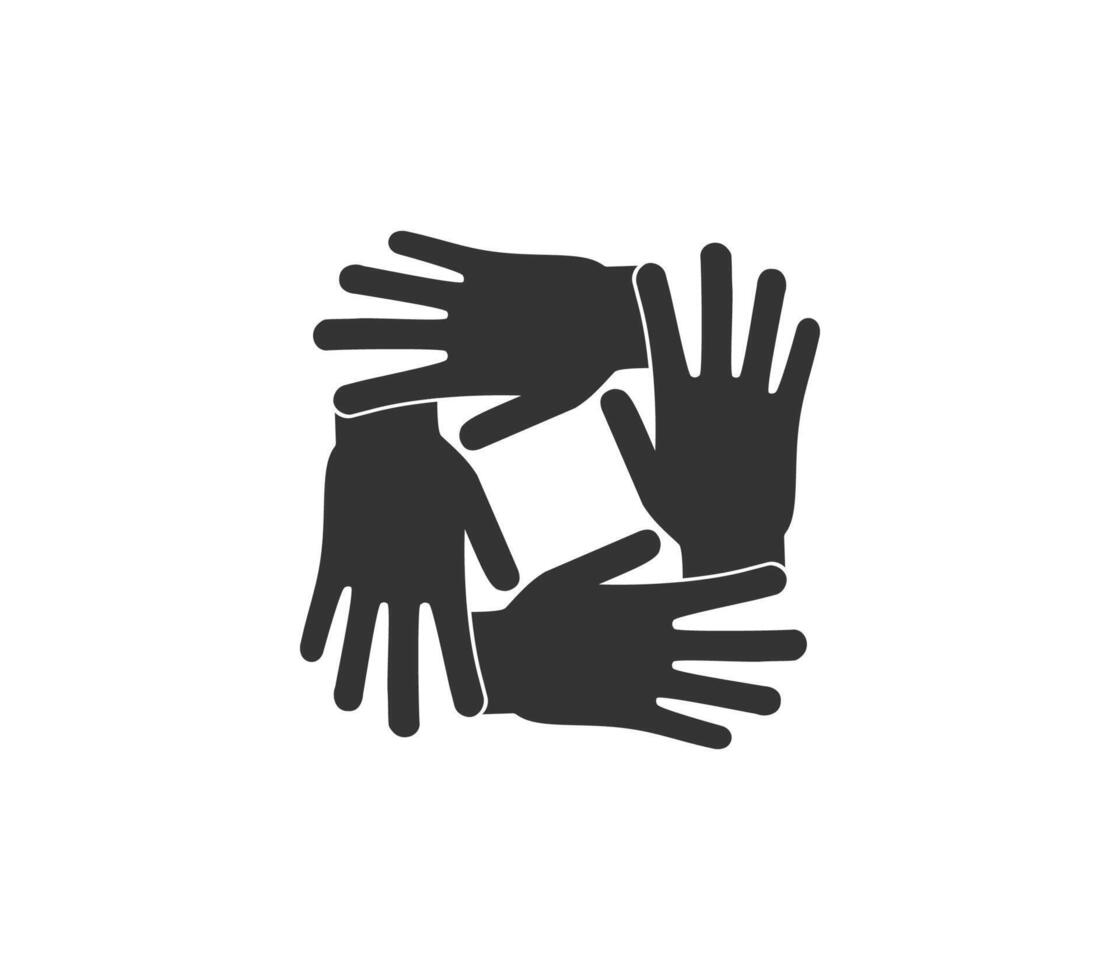 Partnership, shake hands, together, four hand icon. vector