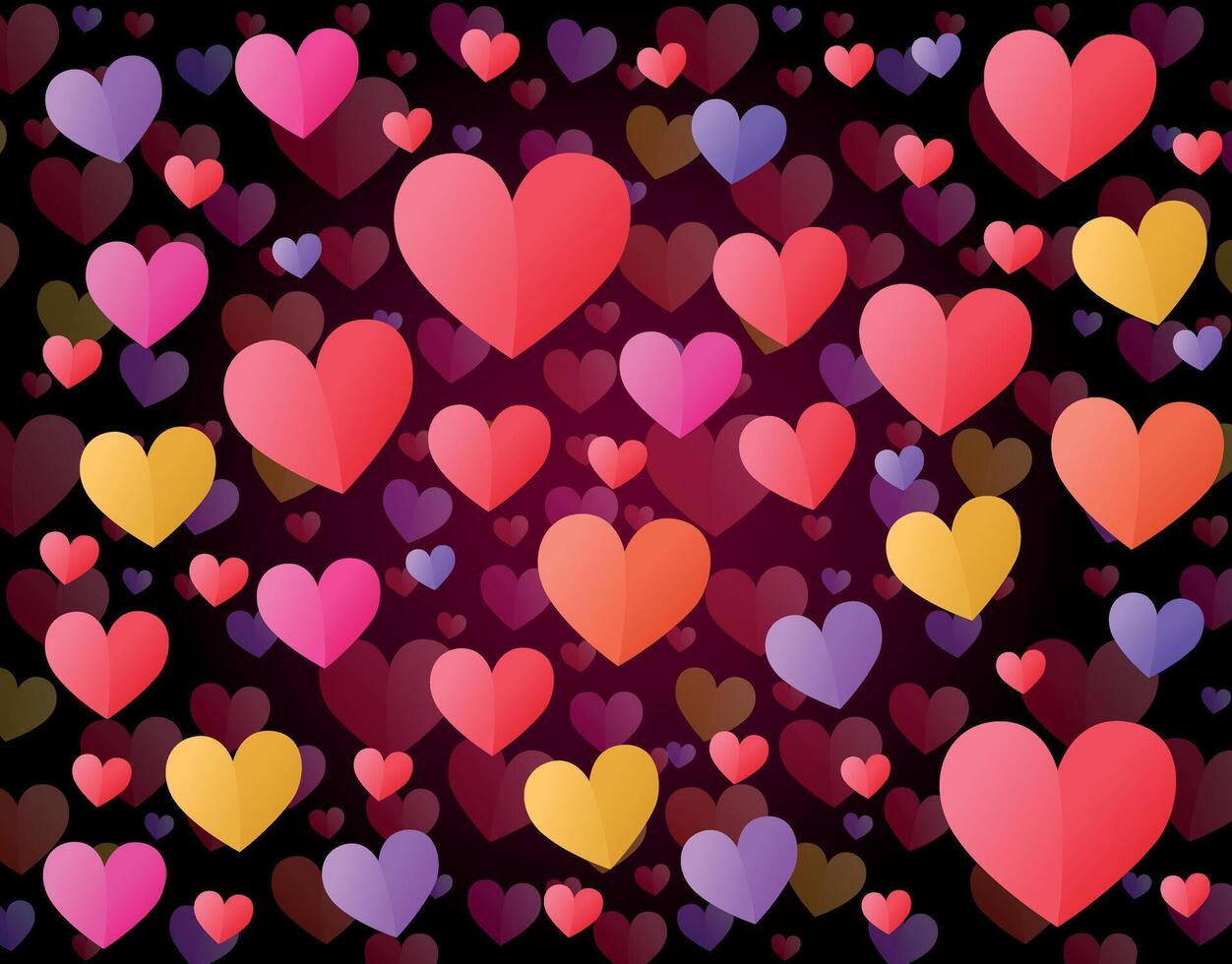 Hearts in Varying Sizes Falling vector