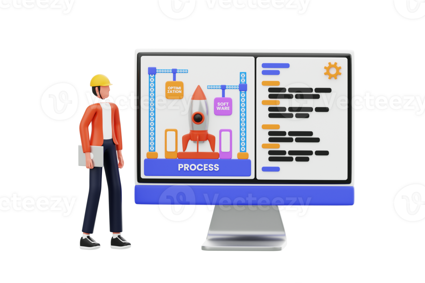 Web Development 3D Illustration. Professional programmer 3d illustration png