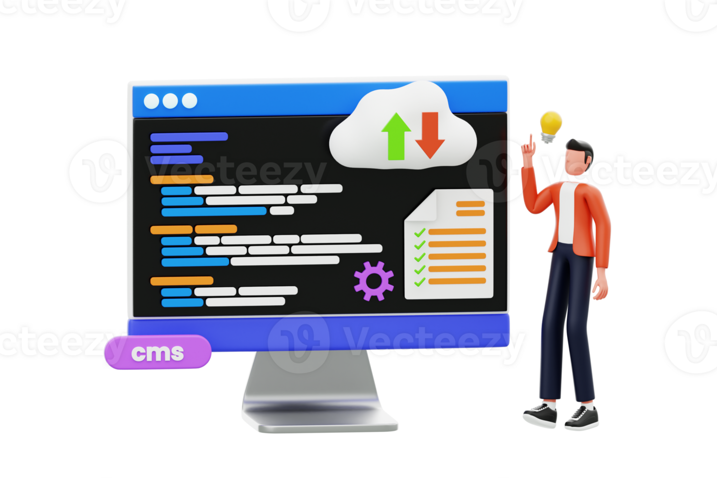 Man thinking and making a programming decision 3d illustration. Programming Mind 3D Illustration png
