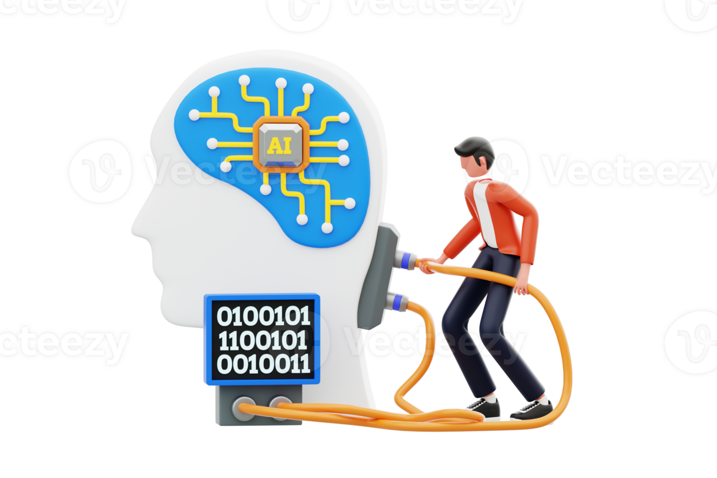 Artificial Intelligence Engineer 3D Illustration. AI Prompt Engineering 3D Illustration png