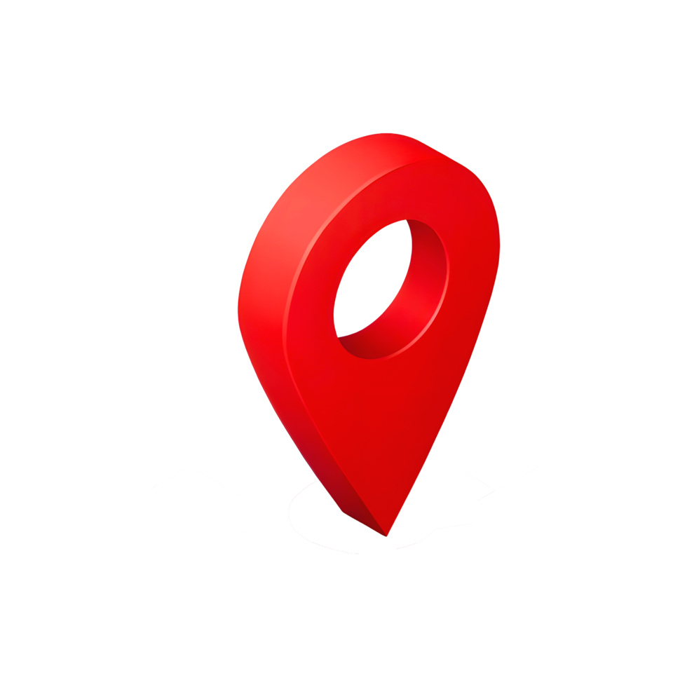 3D Red Location Pin Glossy Map Marker Iconic Design Minimalist Digital Illustration png