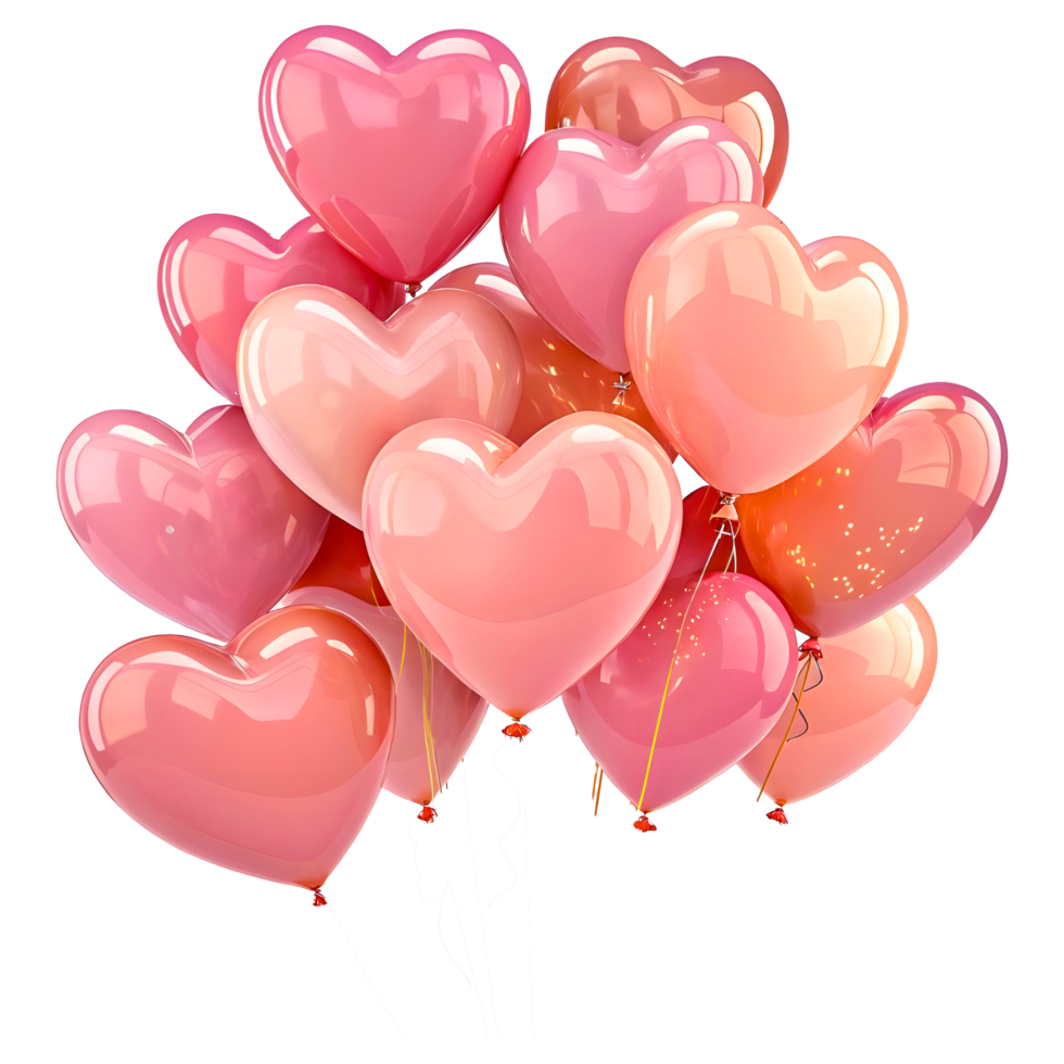 Heart-Shaped Balloons in Pink and Peach for Valentine's Day Celebration png