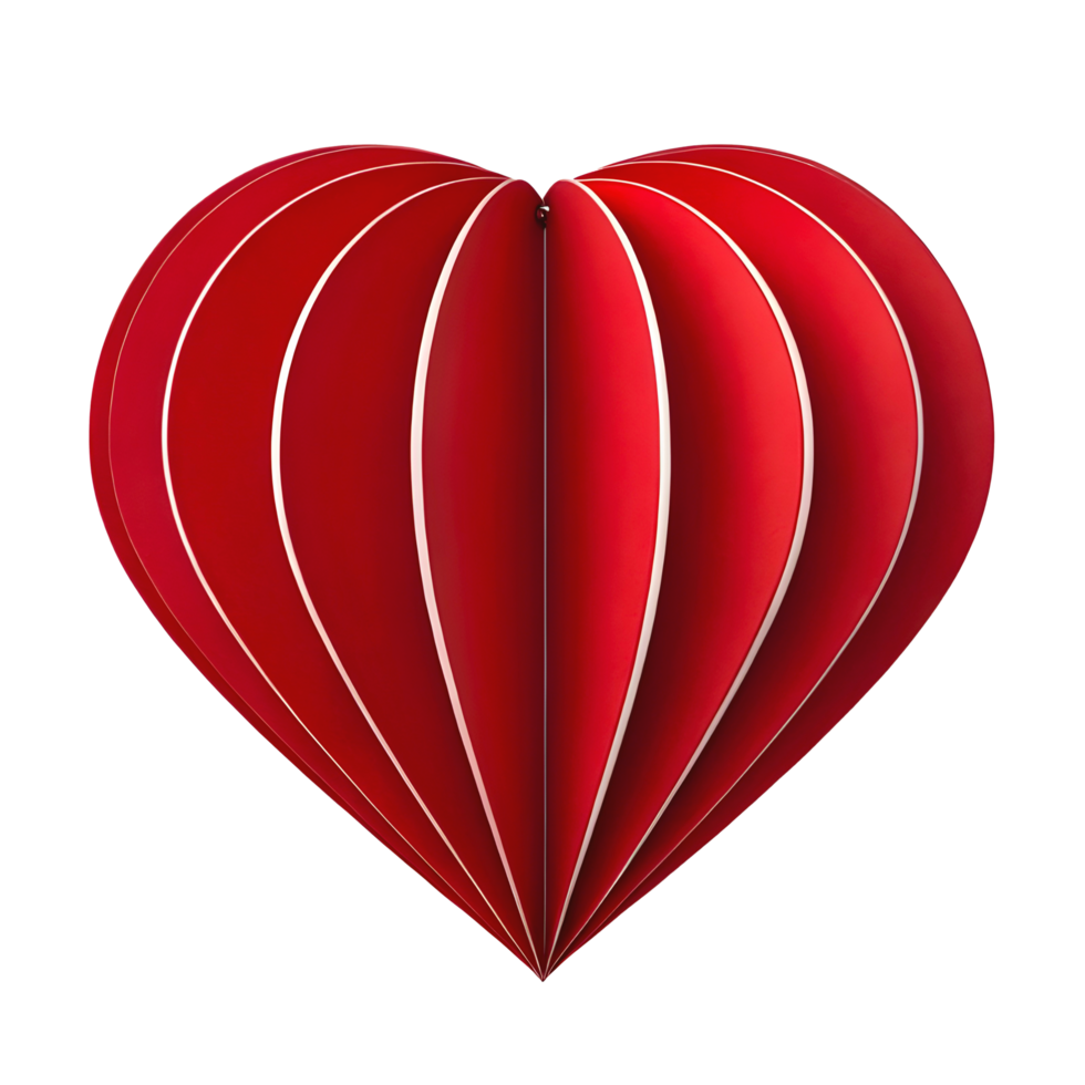 3D Heart-Shaped Paper Sculpture with Geometric Design for Valentine's Day Decor png
