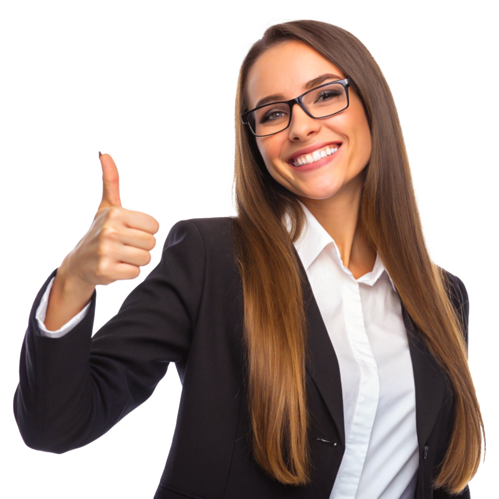 Professional Businesswoman Confident Pose Thumbs Up Corporate Headshot png