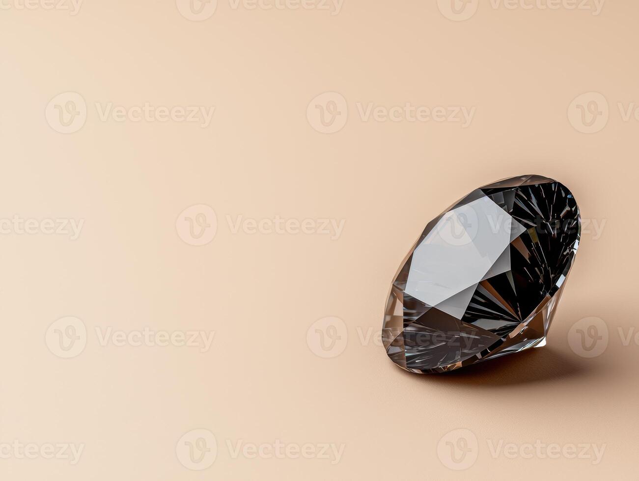 Close up of a black diamond on a beige background photo