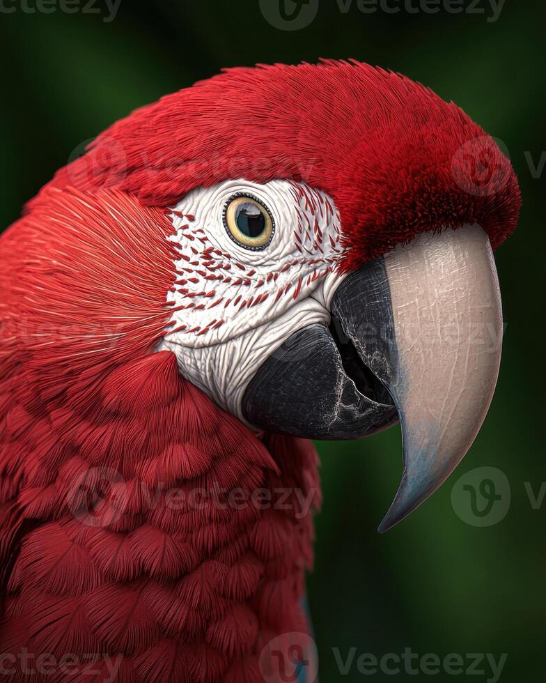 Close up portrait of a scarlet macaw photo