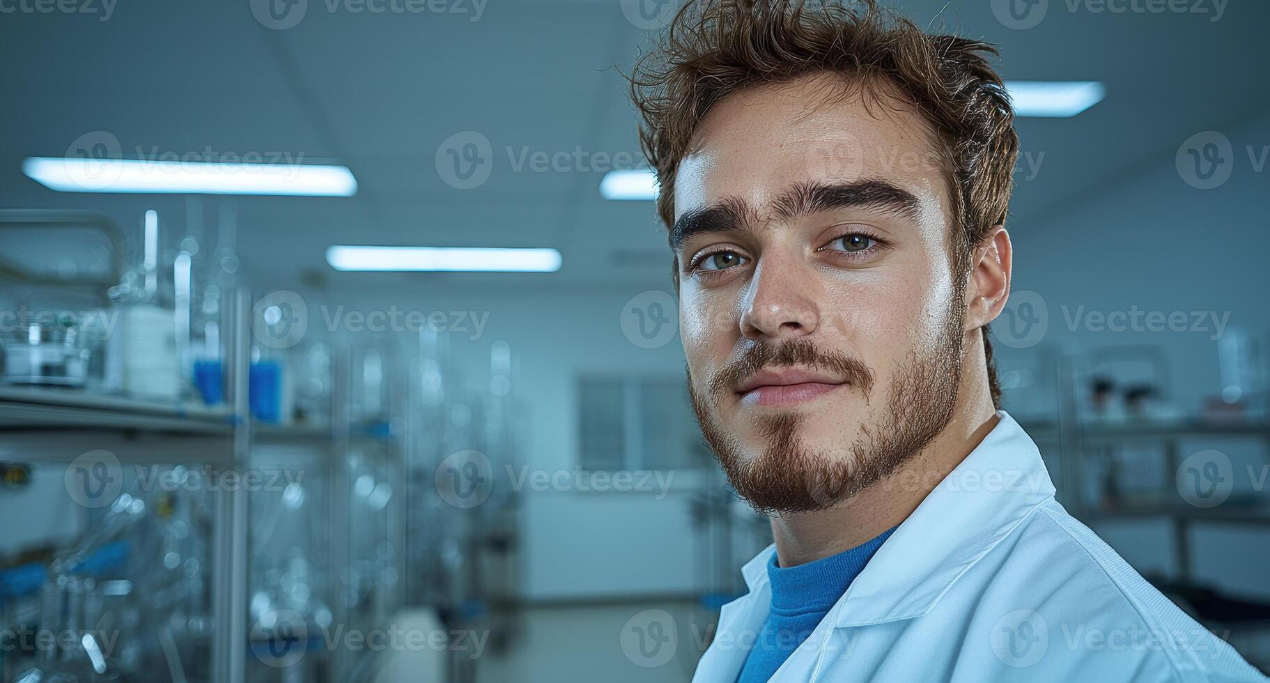 Portrait of a young scientist in a lab photo