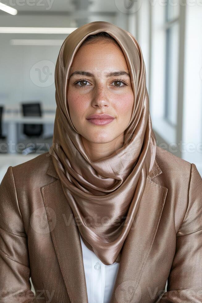 Portrait of a confident businesswoman wearing a hijab photo