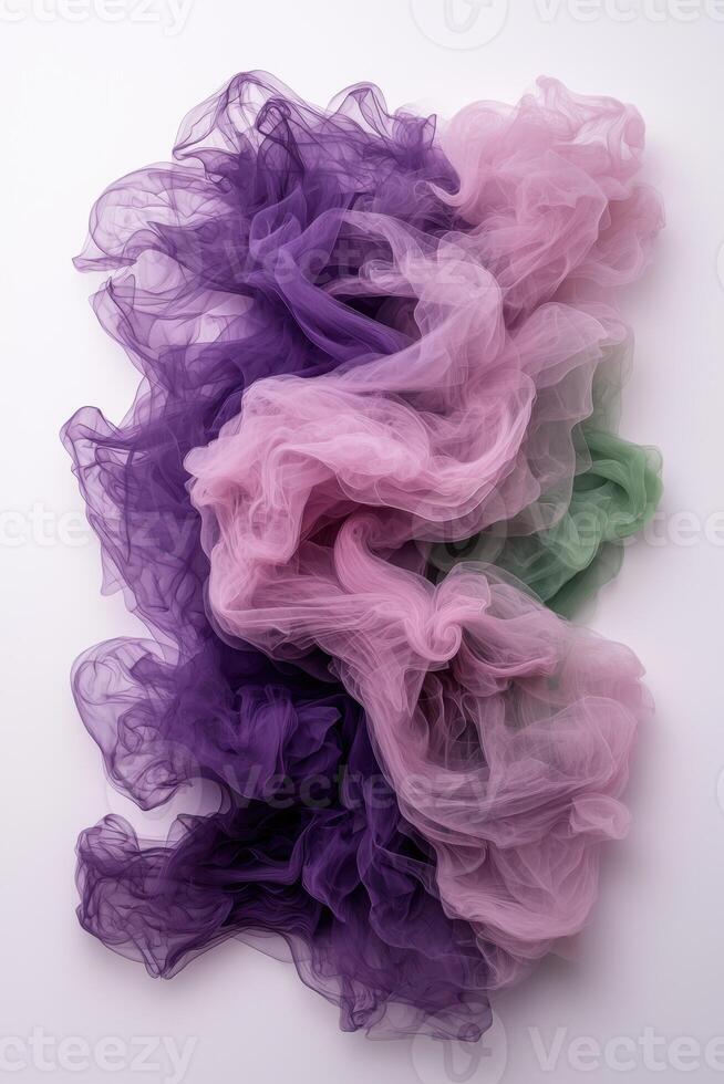 Abstract image of pink, purple, and green tulle fabric photo