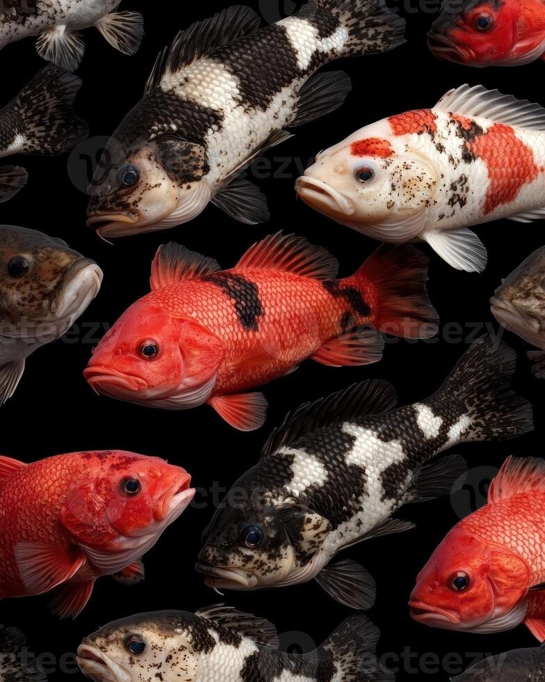 Vibrant fish in a dark background, colorful underwater scene photo